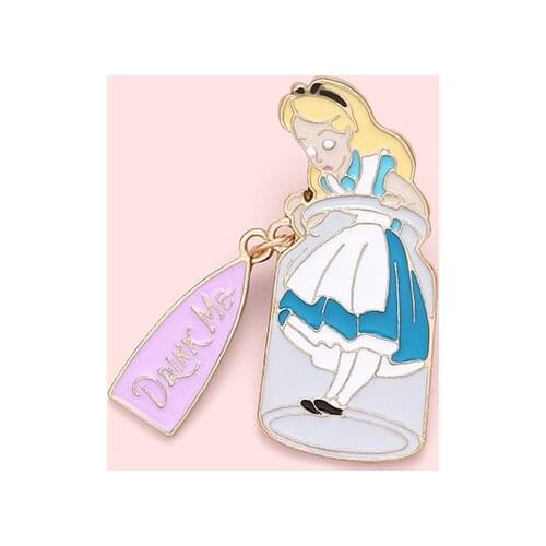 New Enamel Pins Custom Girl Princess Dream Brooches Bag Clothes Lapel Pin Alice Badge Jewelry Gift Kids Friends