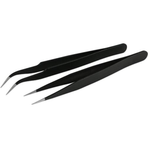 New Anti Acid Stainless Steel Eyebrow Tweezers Black Curved Straight Nipper Eyelash Extension Picking Make Up Tool Nail Tools