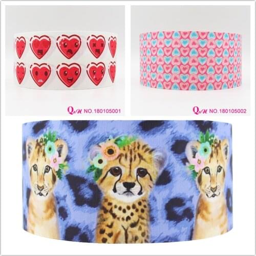 Q&N ribbon love and tiger animal carton Grosgrain Ribbons Making Hair Bows Wedding Decorative Gift Box Wrapping DIY Crafts