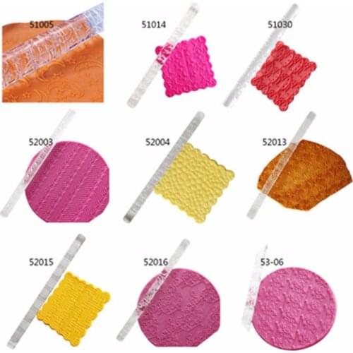 1PC Acrylic Rolling Pin Designed Fondant Cake Impression Rolling Pin Pastry Roller Embossing Baking Tools Kitchen Accessories