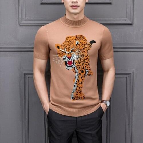 Super Hot 3D Top Big Tiger Animal 2021 Fashion Mens Short Sleeve Pullover Knitted T-Shirt Personalized Sweater
