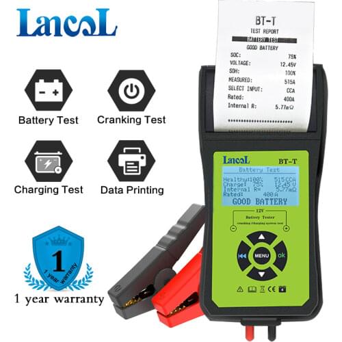 Lancol BT-T Battery Tester Car Batteries Measure Tool with Printer Multilanguage Automotive Power System Diagnostic Meter