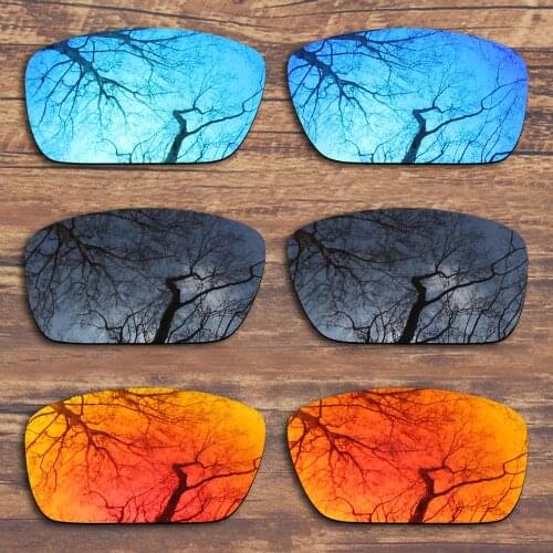 ToughAsNails 3 Pairs Black.Fire Red.Blue Polarized Replacement Lenses for Oakley Fuel Cell OO9096 Sunglasses