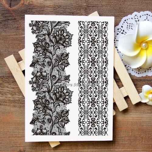 Waterproof Metallic Gold Silver White Temporary Tattoo For Black India Henna Tattoo Love Flower Pattern #012