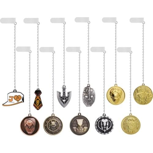 Anime JOJOS BIZARRE ADVENTURE Bookmark Book Mask Metal KILLER QUEEN Chain Pendant Higashikat Josuke Jewelry Souvenir Llavero