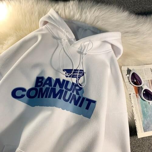 Letter Print Warm Hoodies For Women Thicken Autumn Winter Sweatshirt Hooded Harajuku Vintage Pullover Oversized Streetwear Teen