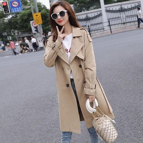 2020 Autumn New Trench Coat Women Long Casual With Sashes Oversize Double-breasted Vintage Windbreaker Female Outerwear P615
