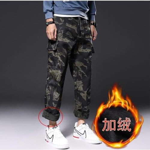Winter Brand Men Military Warm Cargo Pants Multi-pockets Baggy Men Pants Casual Trousers Autumn Fleece Overalls Camouflage Pants