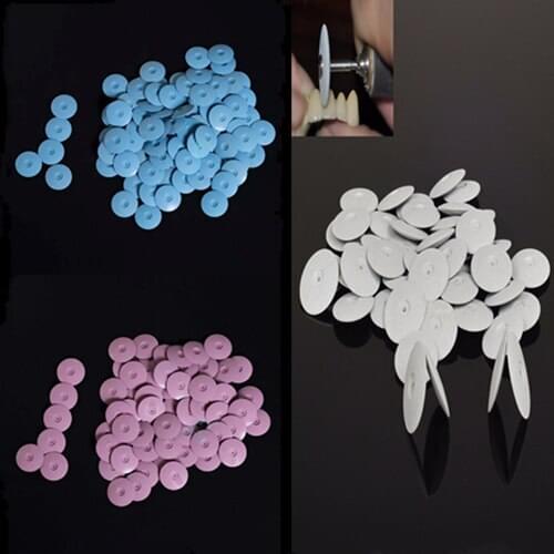 100pcs Dental Lab Polishing Wheels Burs Silicone Polishers Disk Coarse Grey / Mid Coarse Pink/ Fine Blue