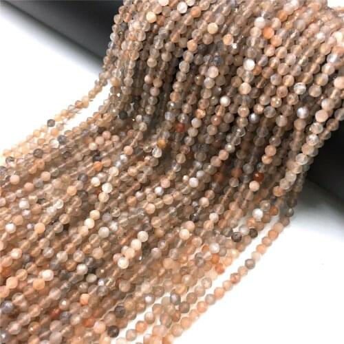 15.5" Natural Faceted Sunstone Beads Wholesale 2 mm 3 mm Loose Strand Bead For DIY Making Jewelry Women Earing Bracelet Necklac