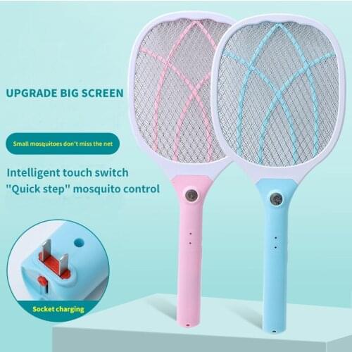 2 in 1 Electric Mosquito Killer Portable Household Led Mosquito Killer 2200v Insect Racket Fly Trap Rechargeable Mosquito Killer