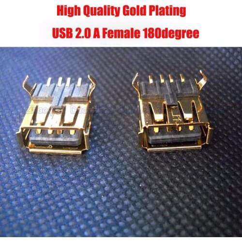 25pcs High Quality Gold Plating USB 2.0 A Female 180 degree 4P 2.0 USB Connector Printer interface