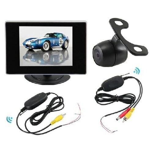 3 In 1 Universal Wireless Car reverse camera parking rearview camera + 3.5"tft LCD Montior with Night vision & Waterproof
