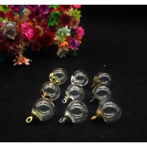 300set/lot 10mm Clear ball shape glass globe with 6mm cap diy jewelry findings Glass vial pendant glass bottle bubble cover dome