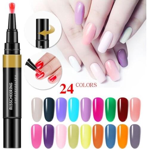 8ml UV Gel Nail Polish 24 Colors Nail Color One Step 3 In 1 Nail Varnish Pen Art Color Gel Matte Top Coat Soak Of