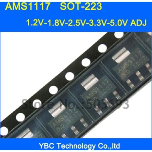 Free Shipping 6valuesx50=300pcs AMS1117 1.2V 1.8V 2.5V 3.3V 5.0V ADJ 1117 Voltage Regulator LDO SOT-223