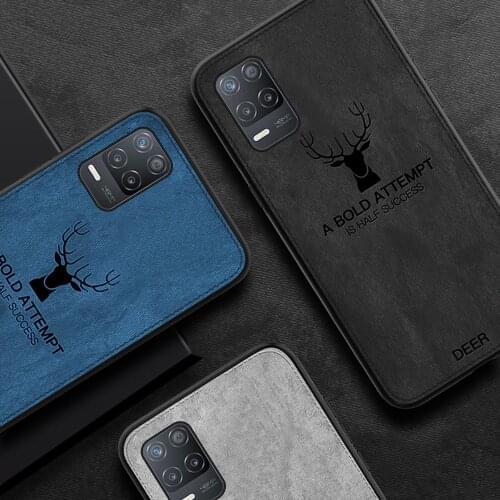 For Realme 8 Pro Case Deer Pattern Fabric Cloth Cover Relme Ralme Realmi Redmy 8Pro Realme8 4G 5G Soft Silicone Shockpoof Coque