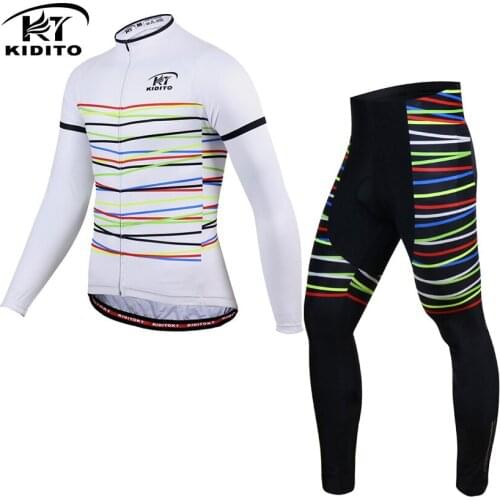 Kiditokt Spring/Summer Cycling Suit Sponge Cushion Comfortable Mens Long-sleeved Autumn Bib Equipment Cycling Clothes Jerseys