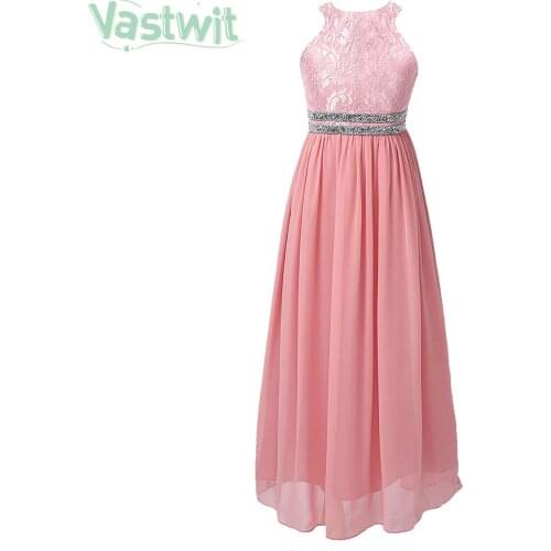 Kids Dress for Girls Wedding Bridesmaid Tulle Lace Chiffon Dresses Elegant Princess Party Pageant Formal Gown For Teen Children