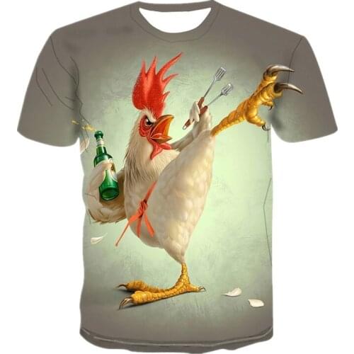 2021 Fashion 3D Printing Golden Rooster Independent Men and Women Summer New Oversized T-Shirt O-Neck Short-Sleeved Casual Shirt