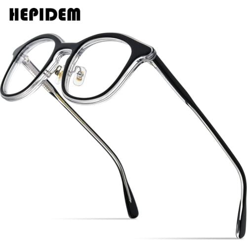 HEPIDEM Acetate Glasses Frame Men Retro Vintage Polygon Eyeglasses Women Myopia Optical Prescription Spectacles Eyewear 9161