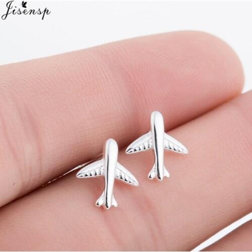 Jisensp Creative Plane Stud Earring Jewelry Luxury Women Party Airplane Gift Spring Engagement Cute Lady Aircraft Earring