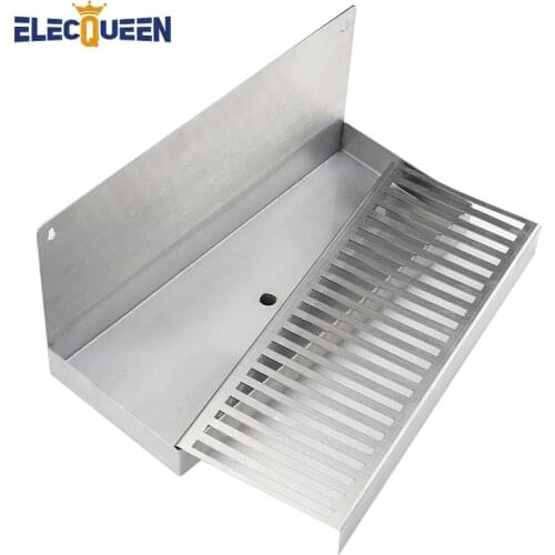 Kegerator Beer Drip Tray,Stainless Steel Wall Mounted Drip Tray with Drain Hole Craft Beer Beverage Dispenser Homebrew Bar Tool