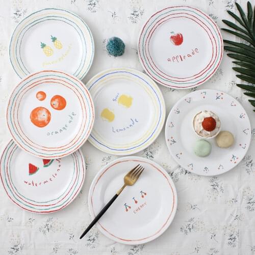 Korea INS niche fruit plate cherry ceramic plate cake dim sum dish household dish food pendulum plate