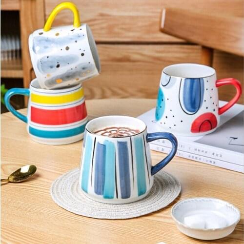 European style creative ceramic water cups coffee cups creative personality trend ceramic cups household office cups coffee cups