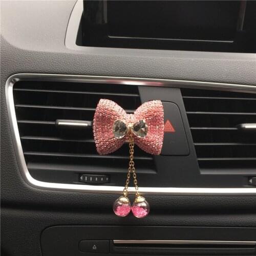 Bow Perfume bottle clamp for automobile air outlet Diamond crystal Air conditioner tuyere With the lovely car oil vehicle exhaus
