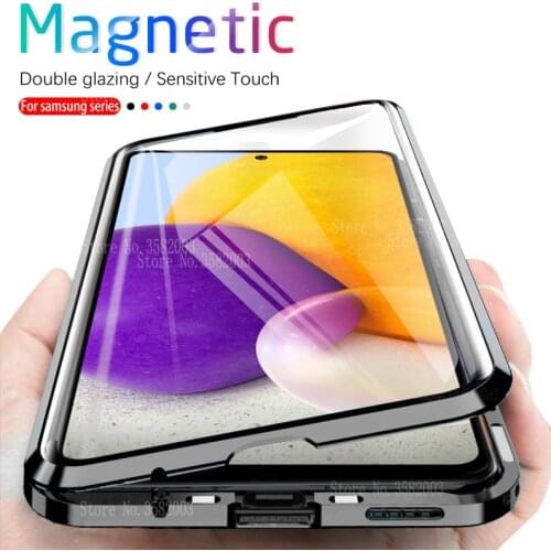 360° Magnetic Flip Case For Samsung Galaxy A72 4G A 72 samsun A72 samsunga72 5G Double-Sided Glass Metal Bumper Phone Cover