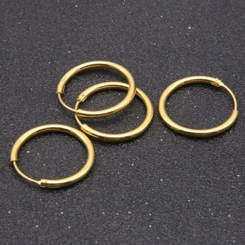 Small Smooth Earrings 18K Yellow Gold Filled Fashion Classic Charm Hoop Earrings for Men Women