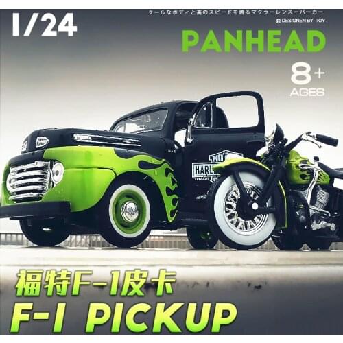 Maisto 1:24 1948 Ford F-1 pickup HARLEY DAVIDSON Roadster Modified Simulation Alloy Car Model collection gift toy