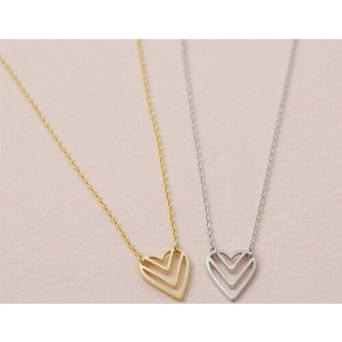 Fashion peach heart pendant necklaces three layer V hollow heart-shaped pendant necklaces love necklaces for women