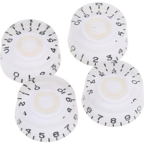 Musiclily Pro Metric Size 18 Splines Speed Control Knobs for Asia Import Guitar Bass Split Shaft Pots, White (Set of 4)