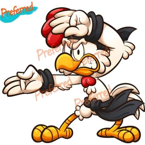 Ninja Ahicken and Karate Chicken Car Stickers Decal Anime Interesting Cute Car Accessories Decoration Pegatinas Para Coche