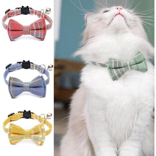 Removes Flea And Tick Collar Kitty Collar Safety Collar Adjustable Bell Cotton Plaid Cat Collar Repellent Breakaway Cat Collar
