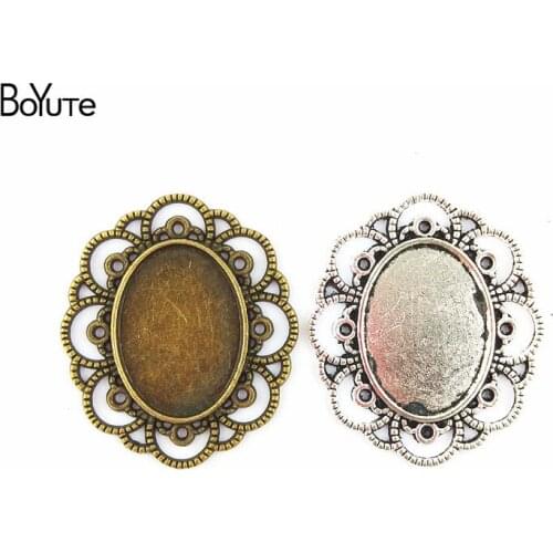BoYuTe (30 Pieces/Lot) 25*18MM Cabochon Base Vintage Diy Jewelry Accessories for Jewelry Making Findings Blank Pendant Setting