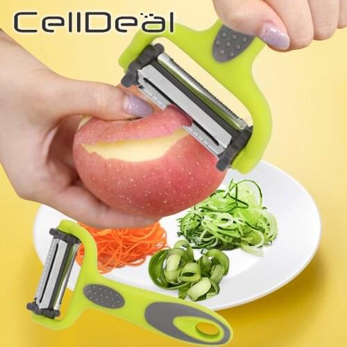 3 In 1 Vegetable Peeler Slicer Rotatable Stainless Blade Julienne Cutter Potatoes Carrots Fruit Peeler Shredder Tools Set 1Pcs