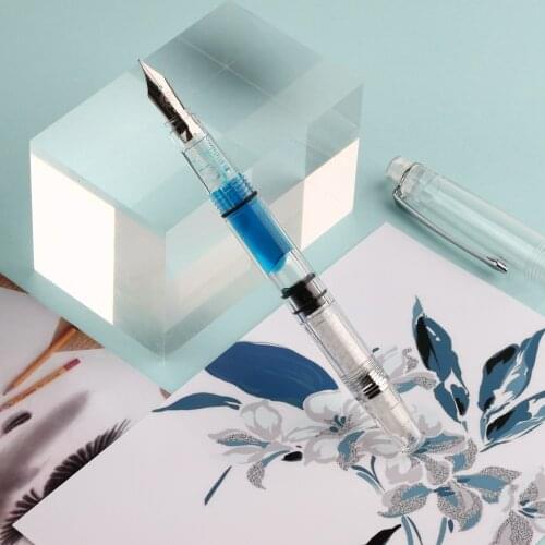 Penbbs 494 Transparent Piston Demonstrator Fountain Pen EF/ F Nib Original Box