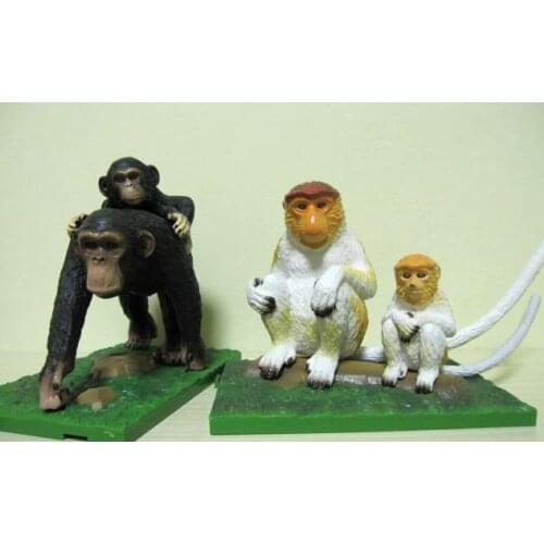 Pvc figure Simulation animal model chimpanzee proboscis monkey mother and child scene set