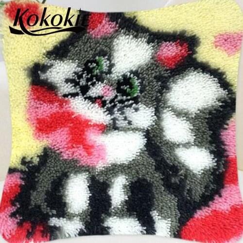 Handmade Embroidery Pillowcase Diy rug cushion blanket Latch Hook Pillow Kits Crocheting Kit Rug Yarn cross stitch Needlework