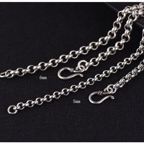 S925 Silver Jewelry Men Necklace Antique Ring Collar Sweater Chain S Hook A Generation Of Fat