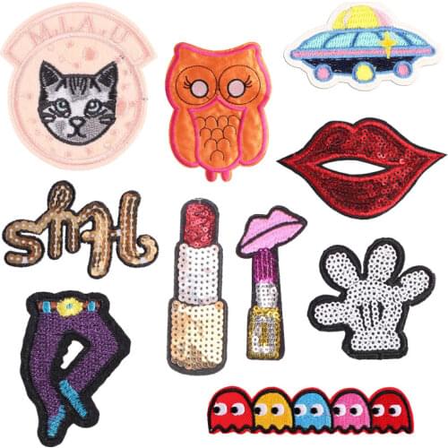 Sexy Lips Patches Stickers Iron on Clothes Heat Transfer Applique Embroidered Applications Cloth Fabric Sequin Patch transfers