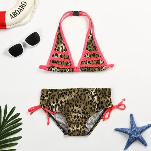 Sexy Leopard Print Bikinis Striped Patchwork Swimsuit Women Bandage Bikini Set Swimwear Brazilian Beachwear New Bathing Suit #W