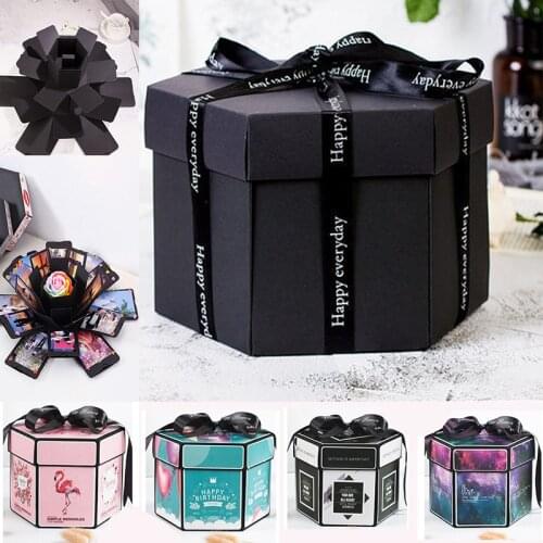 DIY Hexagon Surprise Love Explosion Box Scrapbook Photo Album Anniversary Gift Box For Valentine Birthday Christams Decoration