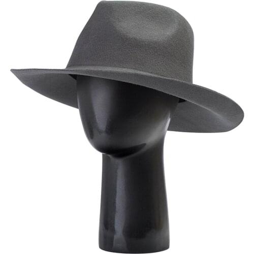 King Wheat Autumn Wide Big Brim Wool Formal Black Party Women Fedora Show Felt Cap Winter Lady Fashion Outdoor Man Gray Top Hat