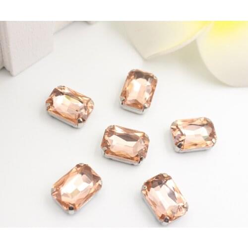 Crystal Sewing Stone Flatback Sew on Rhinestone Mix Colors Rectangle Stone Strass Crystal with Claw use for Garment Bags Shoes