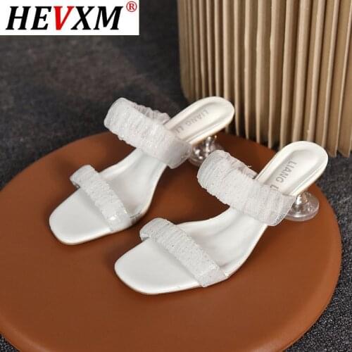 HEVXM Sweet Pleated Fashion Womens Shoes 2021 Summer Female Sandals High Heels Pumps New Wedding Working Basic Woman