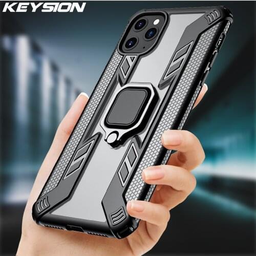 KEYSION Shockproof Armor Case For iPhone 11 Pro 11 Pro Max Stand Car Ring Phone back Cover for iPhone SE 2020 XS Max XR 8 7 Plus